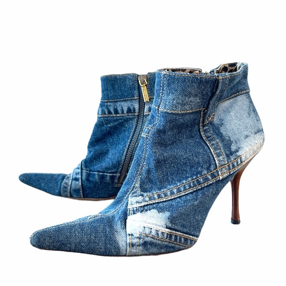 denim booties